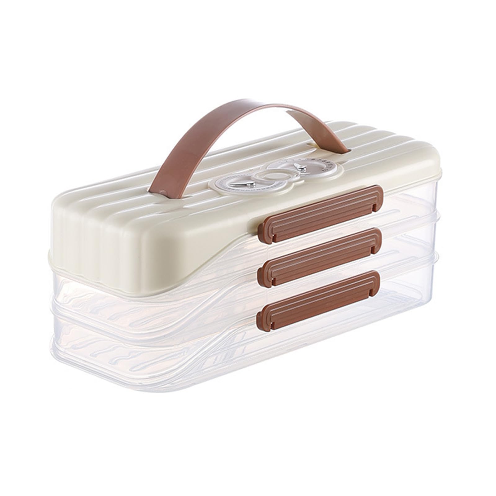Carotoe Cream Rice 3 Layers Stackable Clear Dumpling Organizers With Date Timer Portable Accessory For Freezer Use And Kitchen Storage Solution Household Freezer Organizers