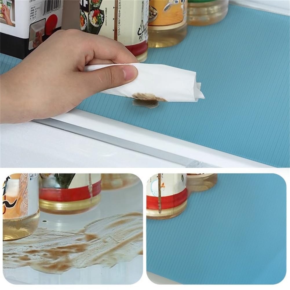 Confezione da 4 tappetini in silicone per mensole 45 x 30 cm, antiscivolo, per cassetti, armadi, tavoli, riutilizzabili, impermeabili, per armadi del frigorifero, (verde)