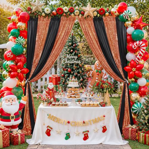 Image of Sequin Backdrop Curtains,2 Panels 3FTx8FT Curtain Backdrop for Party