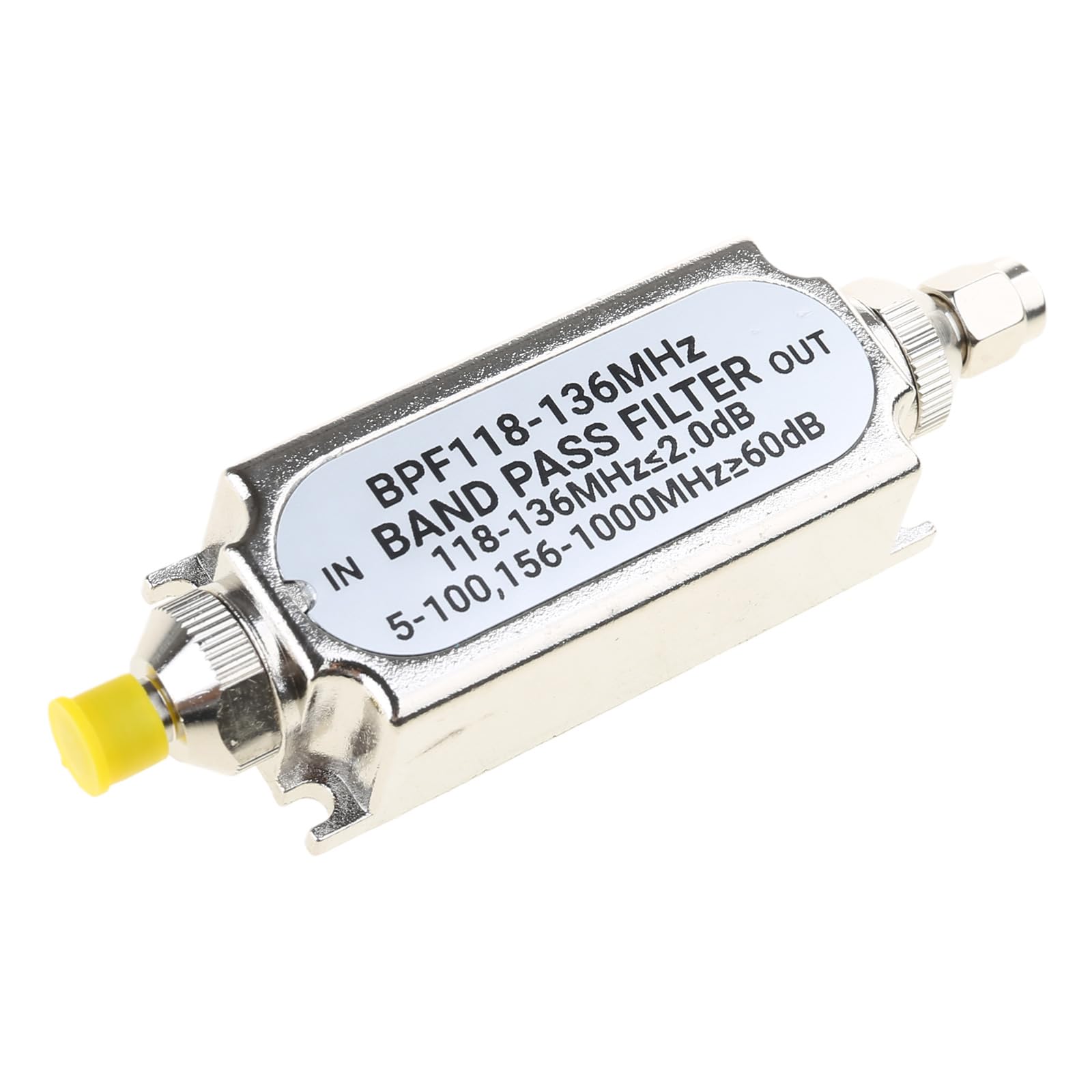 SMA BPF118 BPF118-136MHz - Filtro de paso de banda de metal de fácil conexión para banda de frecuencia de aire aeronáutica