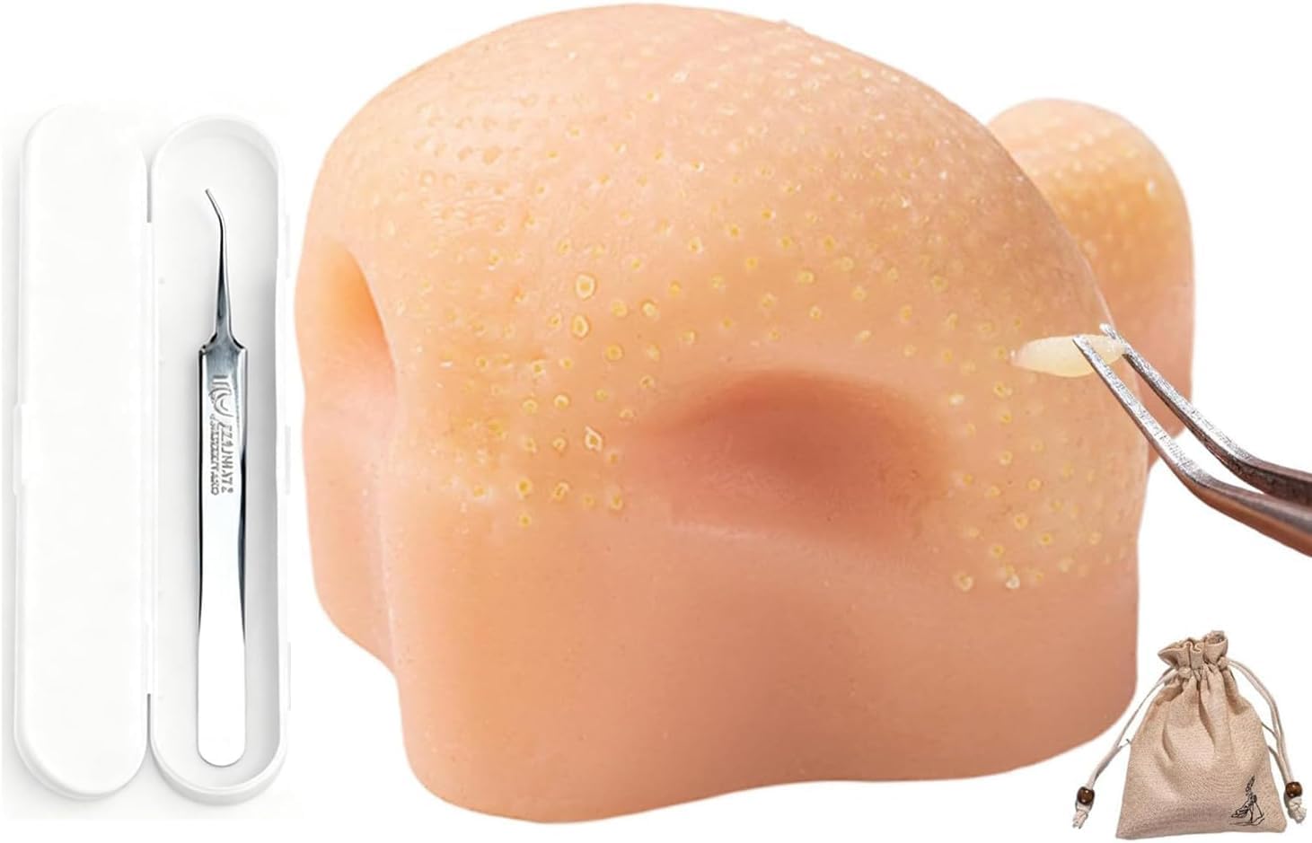 Refillable Pimple Popper Toy - Big Head Squeeze Toy with Black Hair & Refillable Pus Gel, Gross Yet Satisfying Stress Relief for Adults, Funny Gag Gift
