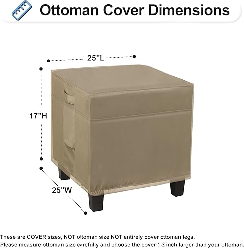 Miniatura 2 de OutdoorLines Fundas otomanas de patio impermeables para exteriores, cuadradas, a prueba de rayos UV, resistentes al viento, protector de muebles de