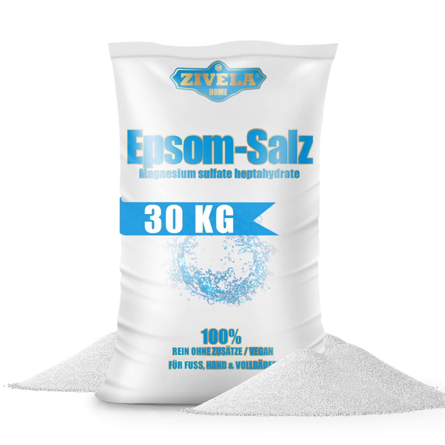 Sel d'Epsom 30 kg, Sel de bain 100% pur et naturel, Sans parfum, Détente et thérapie musculaire pour une peau saine