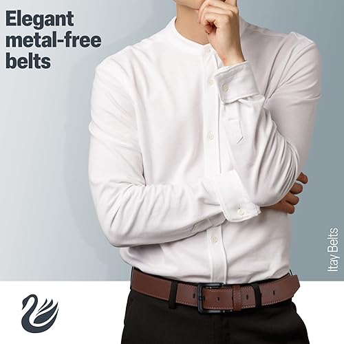 Miniatura 7 de ITAY - Cinturón de cuero hipoalergénico sin metal TSA, sin níquel, cinturón no metálico, cinturones TSA resistentes para el aeropuerto para hombre