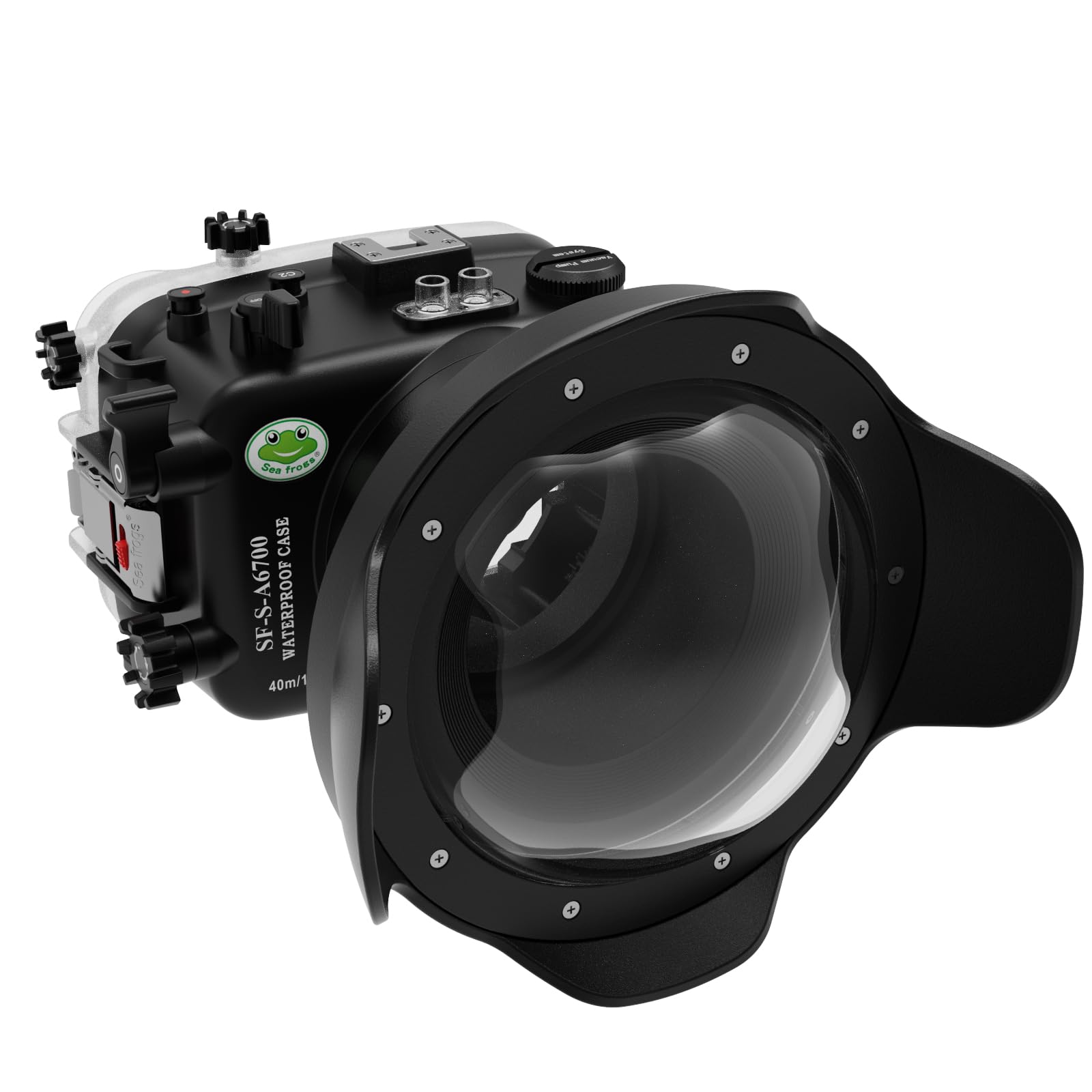Sea frogs Unterwasserkameratasche Kompatibel mit Sony A6700 IPX8 40m/130ft Maximale Tauchtiefe Wasserdichtes Kameragehäuse zum Tauchen, Surfen, Rudern, Skifahren (YD-A6700 10-18MM), Schwarz