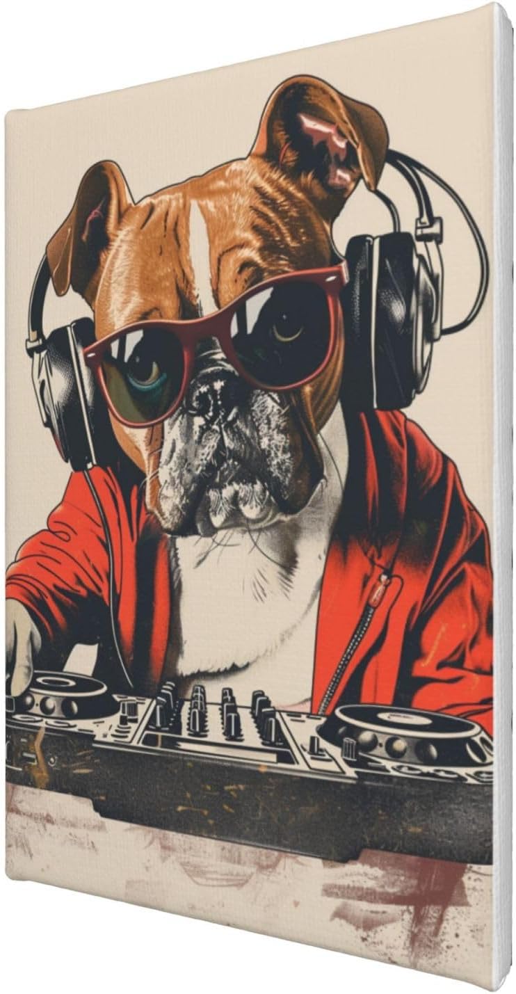 MA6GE8DE Music Party Wall Art Decor Dogs Playing Music Canvas Frameless Picture,Music Party Decor Accessories,Charm Dogs Playing Music Art Paintings Canvas,Gifts For Dog & Music Enthusiast 8x12 inch