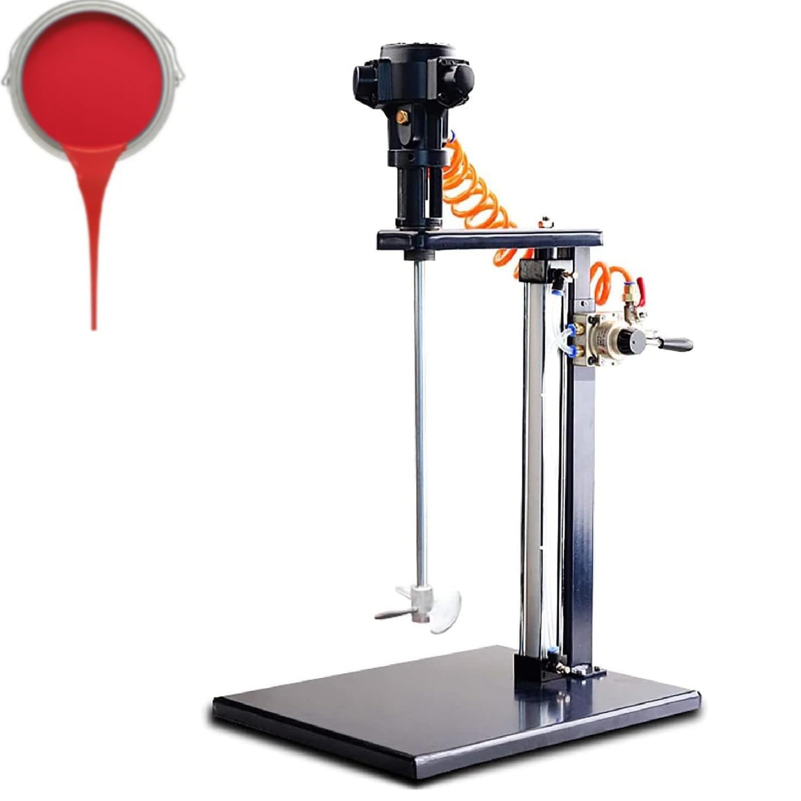 Mezclador Neumático de Pintura, Agitador de 5 Galones Accionado por Aire, Plataforma de Elevación Manual, Agitación de Alta Velocidad (3000 RPM), Aspa Anticorrosiva de Acero Inoxidable