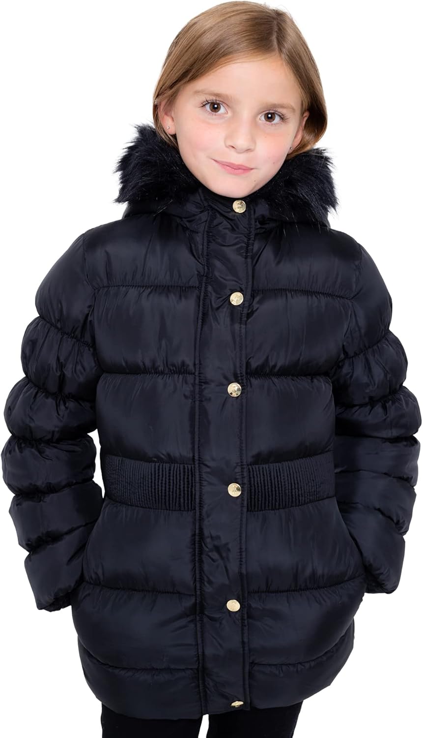 Juicy Couture Girls Coat, Faux Fur Hooded Winter Jacket, Warm Padded Parka Hoodie, Kids Heavyweight Winter Coat - Image 4