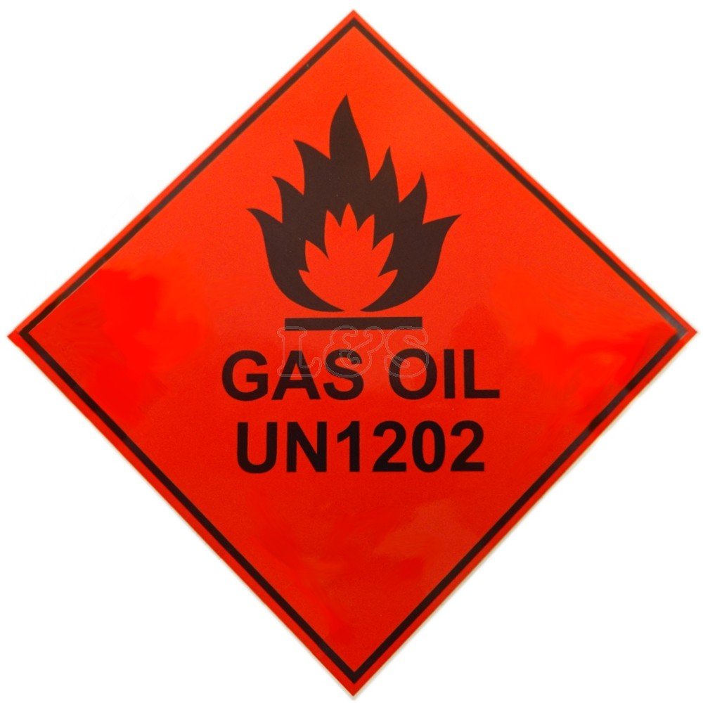L&S Engineers Gas Oil Un1202 Hazard Warning Diamond Label 100Mm X 100Mm
