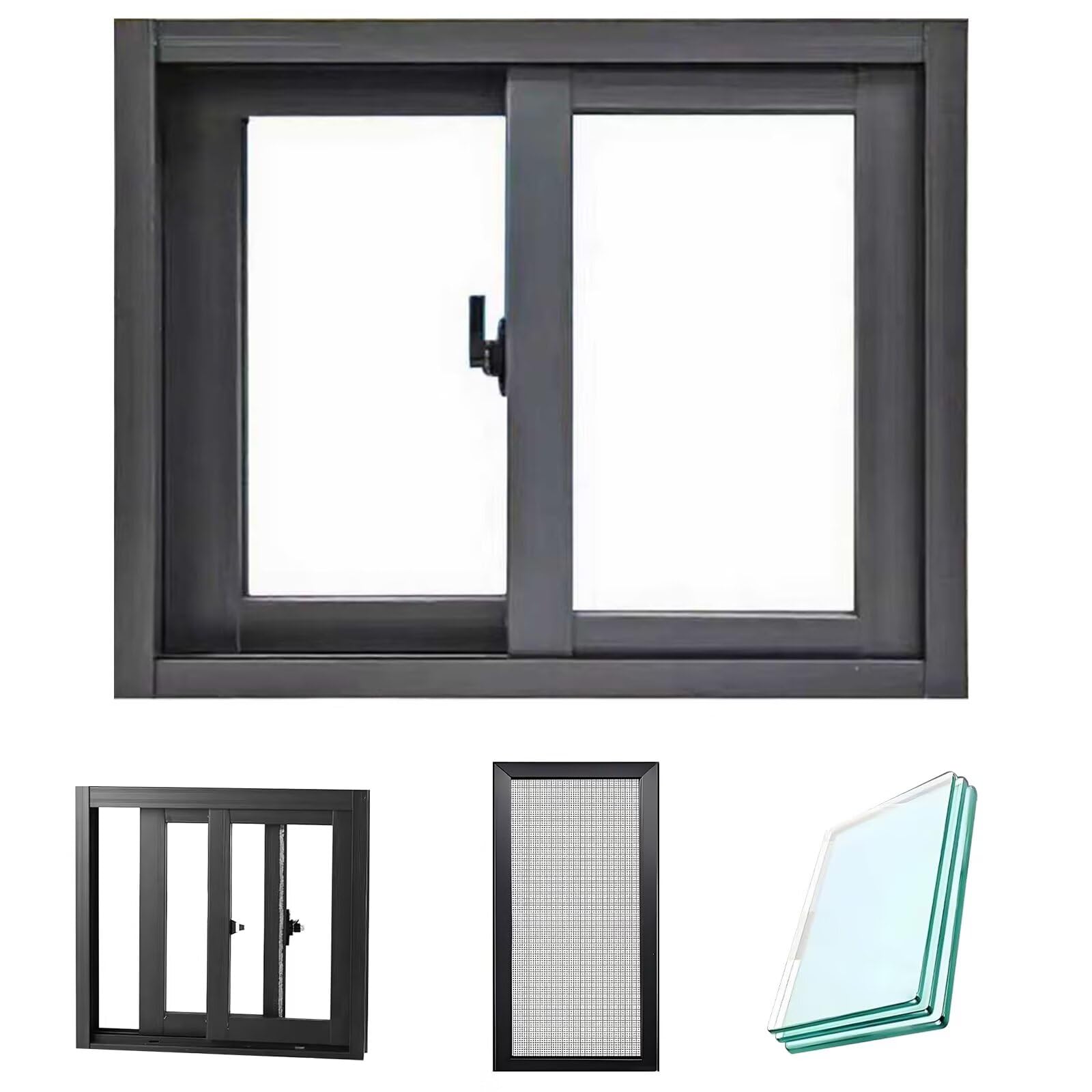 Fenêtres coulissantes de sous-sol en aluminium avec écran de protection