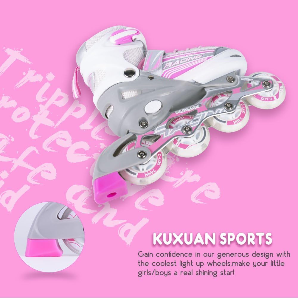 Kuxuan Skates Inline Skates Adjustable for Kids,Girls Skates with All Wheels Light up,Fun Illuminating for Girls and Ladies : Sports & Outdoors