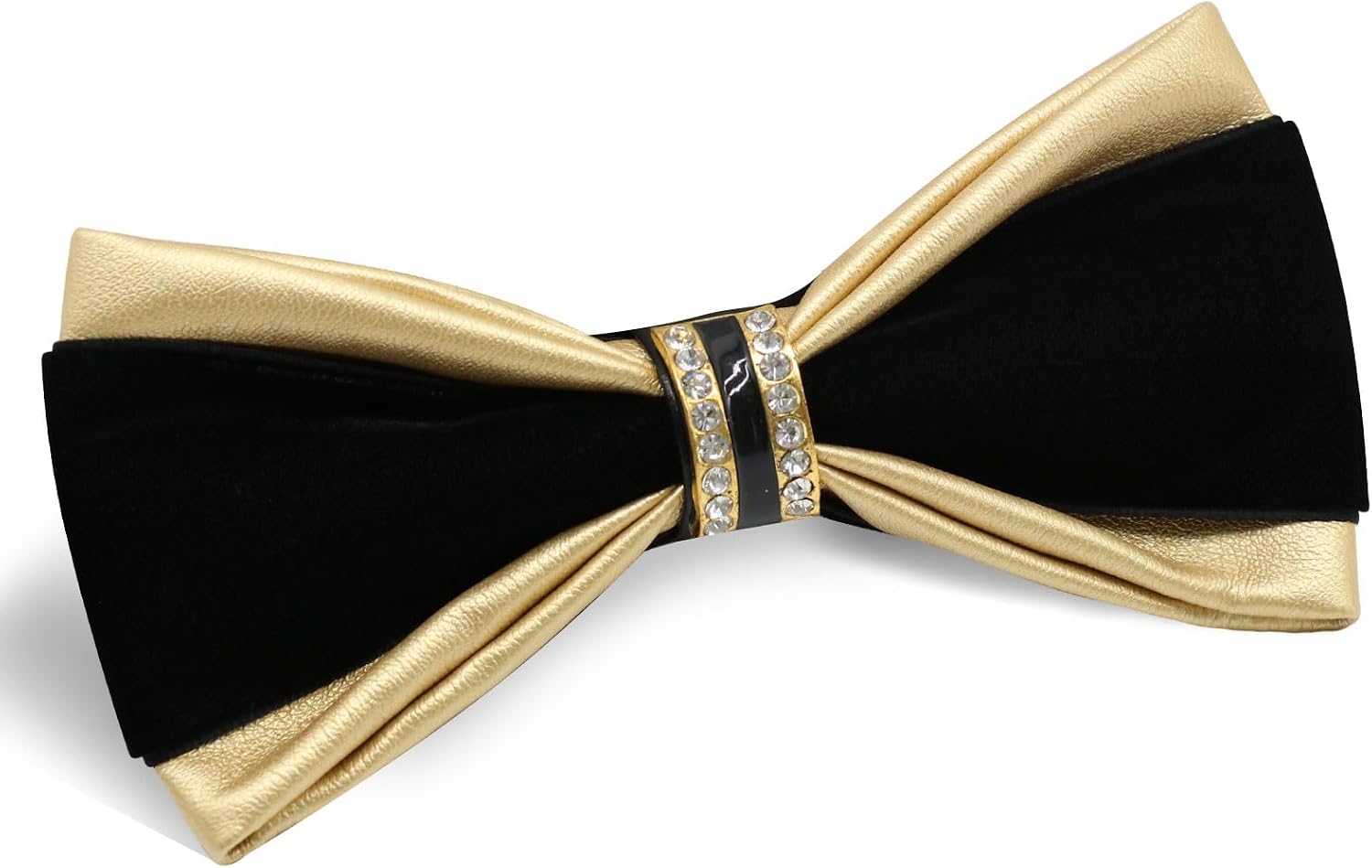 PU Leather Bowtie Rhinestone Velvet Bow Ties for Men, Pre-tied Adjustable Mens Bow Tie for Tuxedo Wedding Party Prom