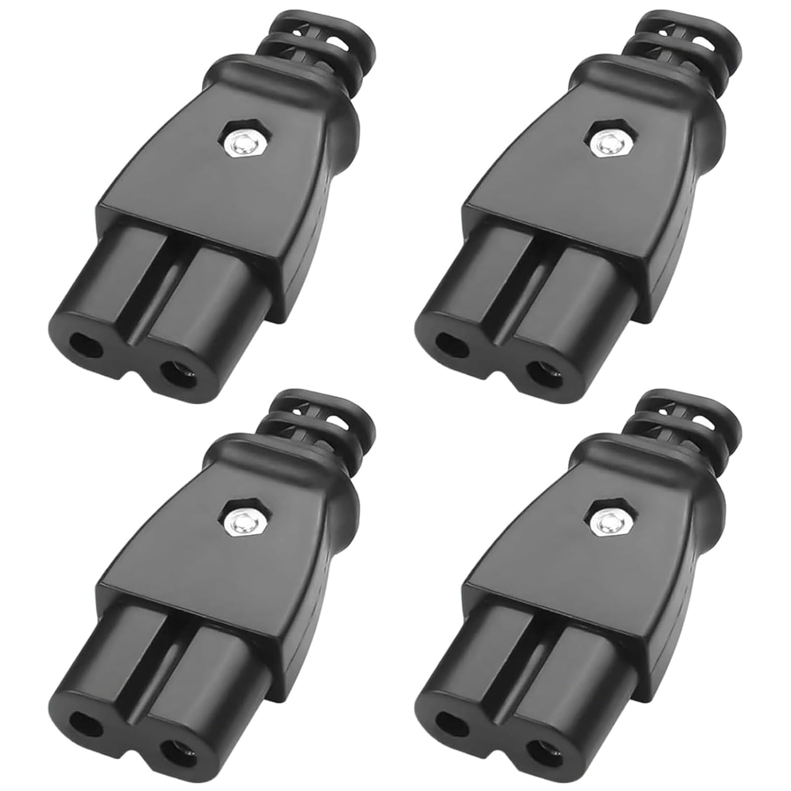4 Pack Rewireable IEC C7 Female Plug, Figure 8 Female 2 Pin Connector Adapter Converter DIY Power Cable Replacement for TV Monitor Printer Game Console HiFi Audio and Small Appliances