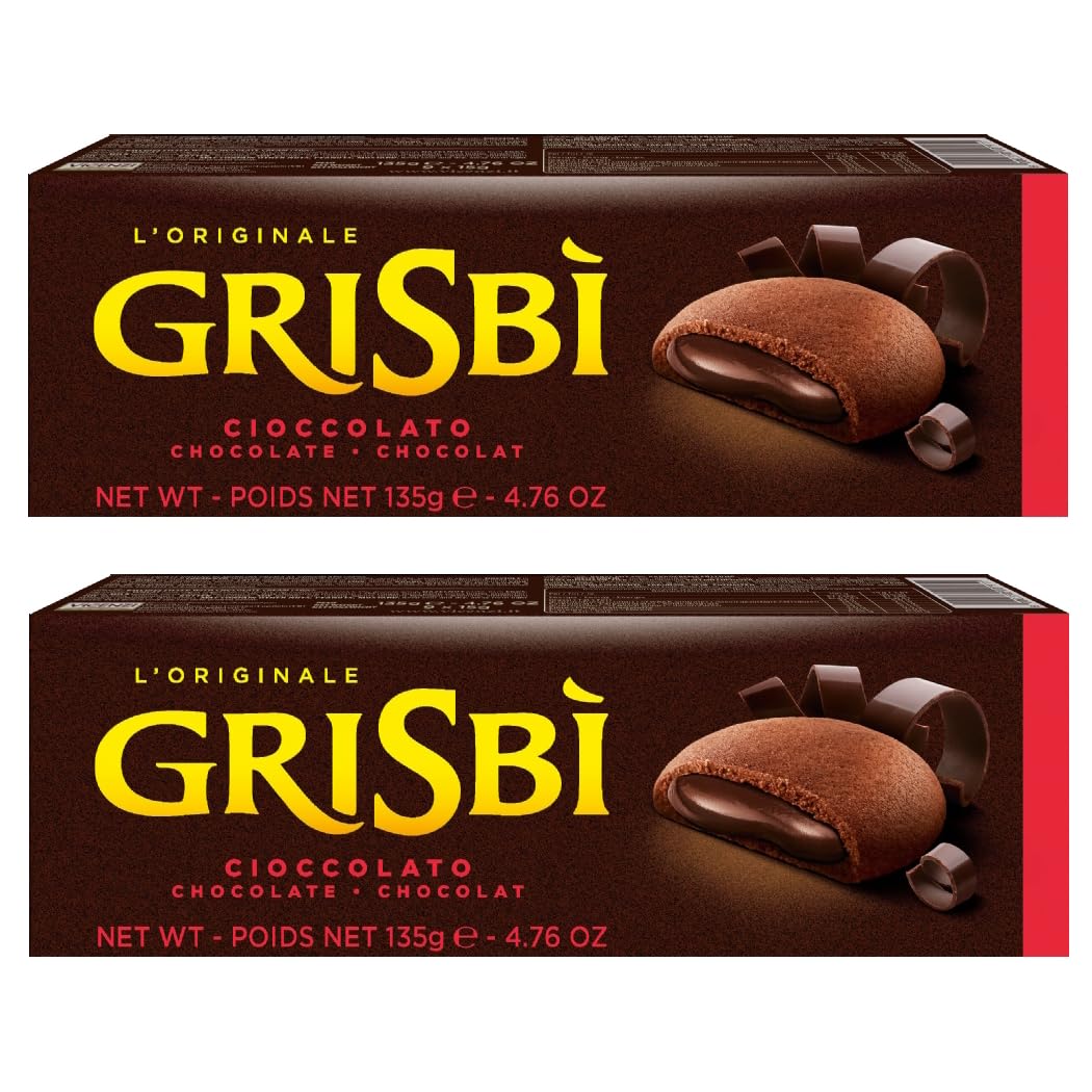Matilde Vicenzi Grisbi Cream Italian Biscuits Cookies | 2 x 135g Packs (Chocolate)