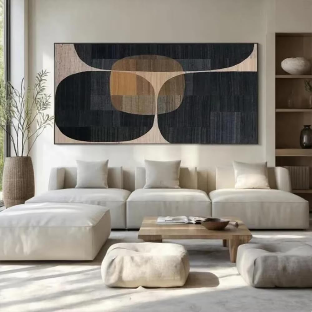 DFZEWKI Abstract Painting Black Geometric Shape Wall Art Mural For Home Living Room Decor Image(40x80cm(16x31in)/No frame)