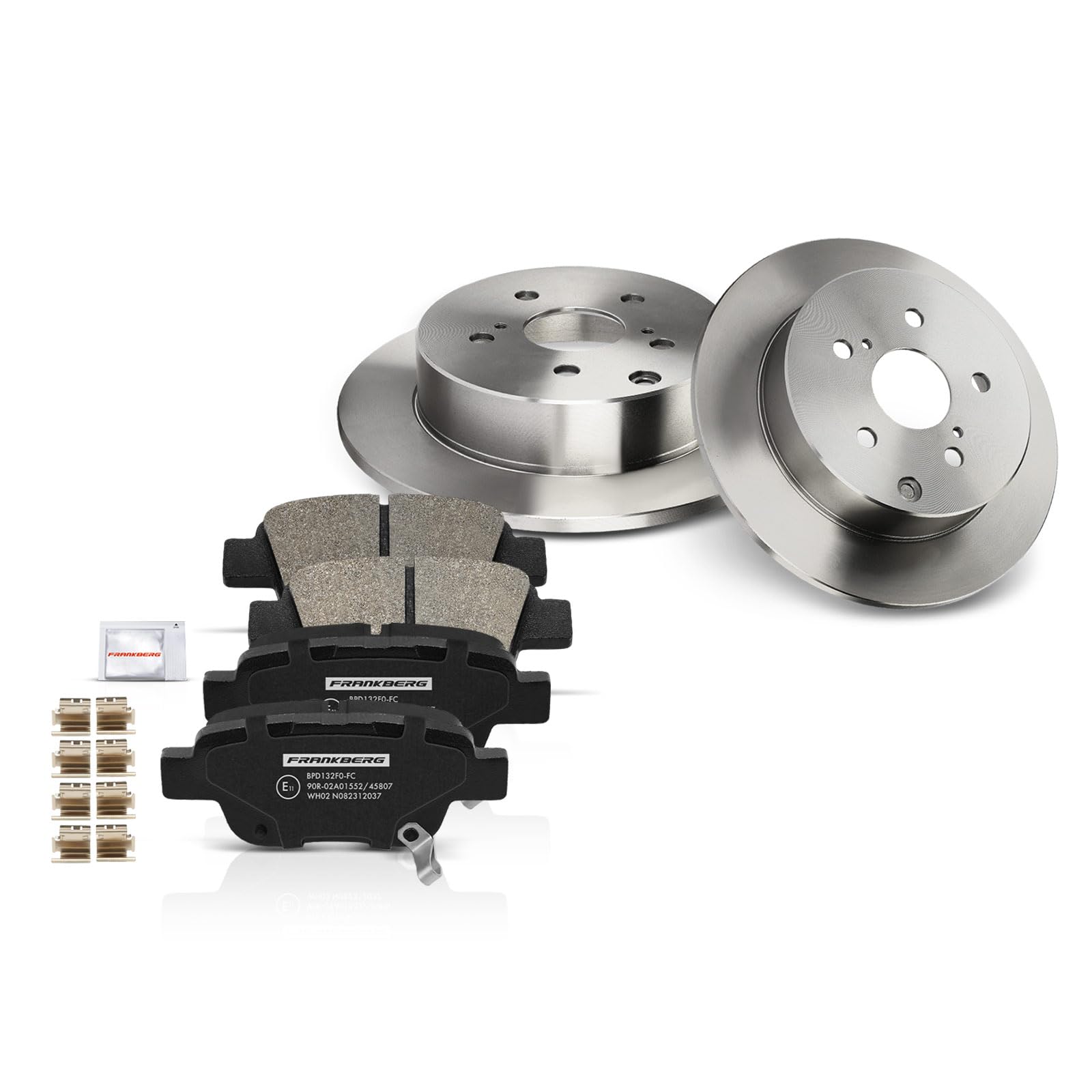 Frankberg Bremsensatz inkl. 2x Bremsscheiben + 4x Bremsbeläge Hinten Kompatibel mit Coroll.a Verso R1 ZER ZZE12 1.6L-2.2L 2004-2009 Replace# 04466YZZE2, 0446605010
