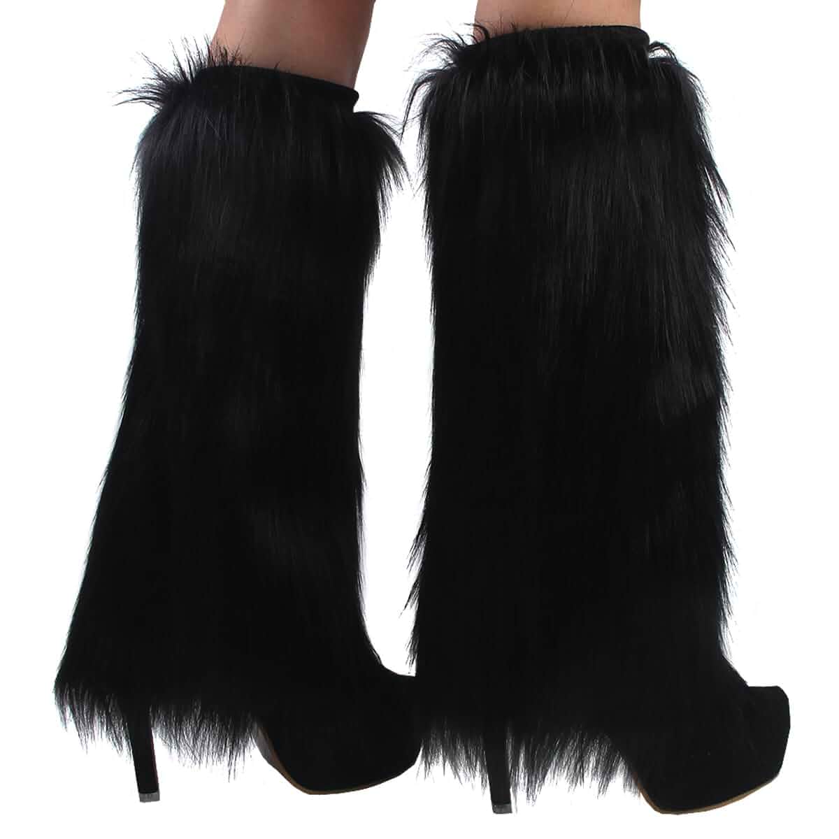 WILOVCOS Womens Fluffy Faux Fur Leg Warmers,Soft Cozy Fuzzy Boot Cover for Party Costumes