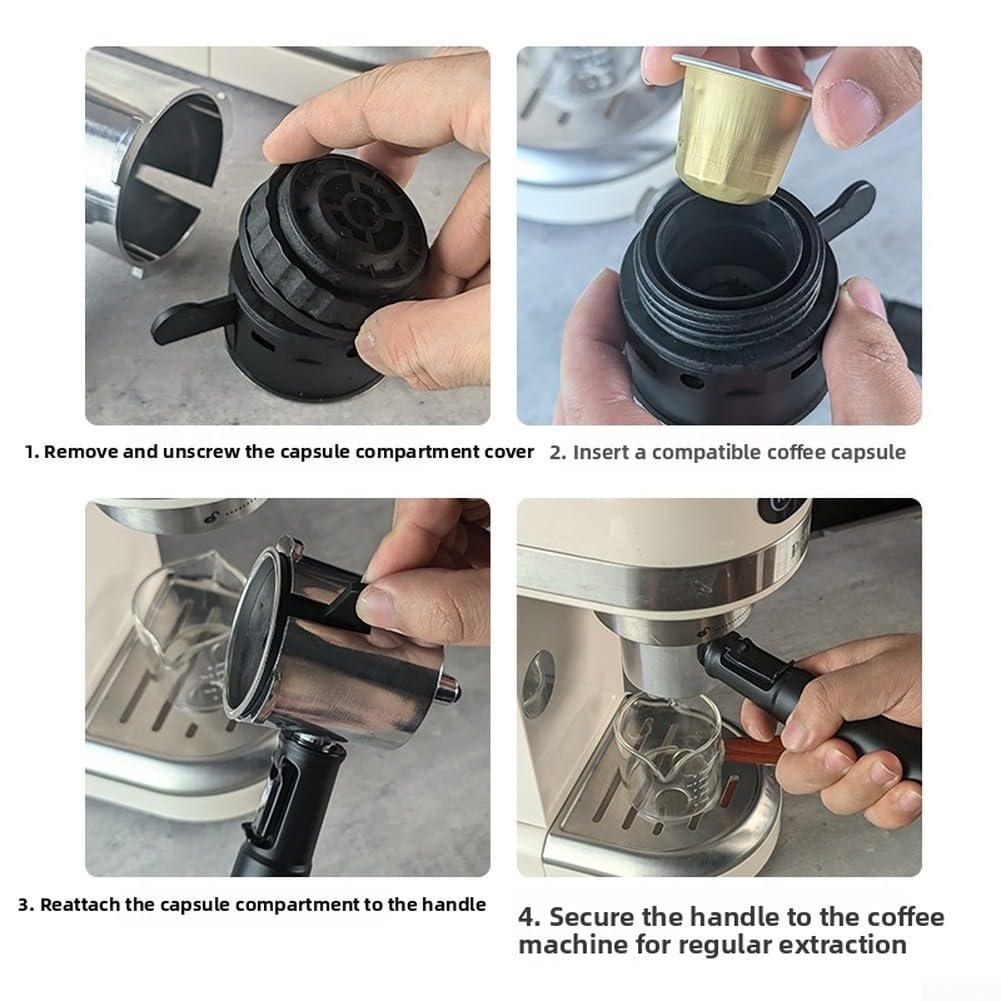 Portafiltro per caffè espresso da 51 mm per installazioni domestiche, compatibile con filtro staccabile da 37 mm e 28 mm e manico bilanciato