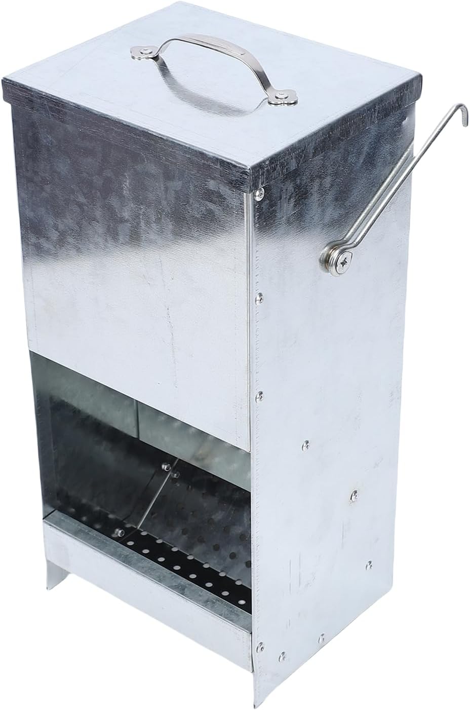 Pssopp Rabbit Feeder, Automatic Feeders Metal Outdoor Bunny Food Dispenser with Lid for Yard Garden Hutch Rabbit, Large Capacity Rain Proof Rain Proof Outdoor Animal Nan