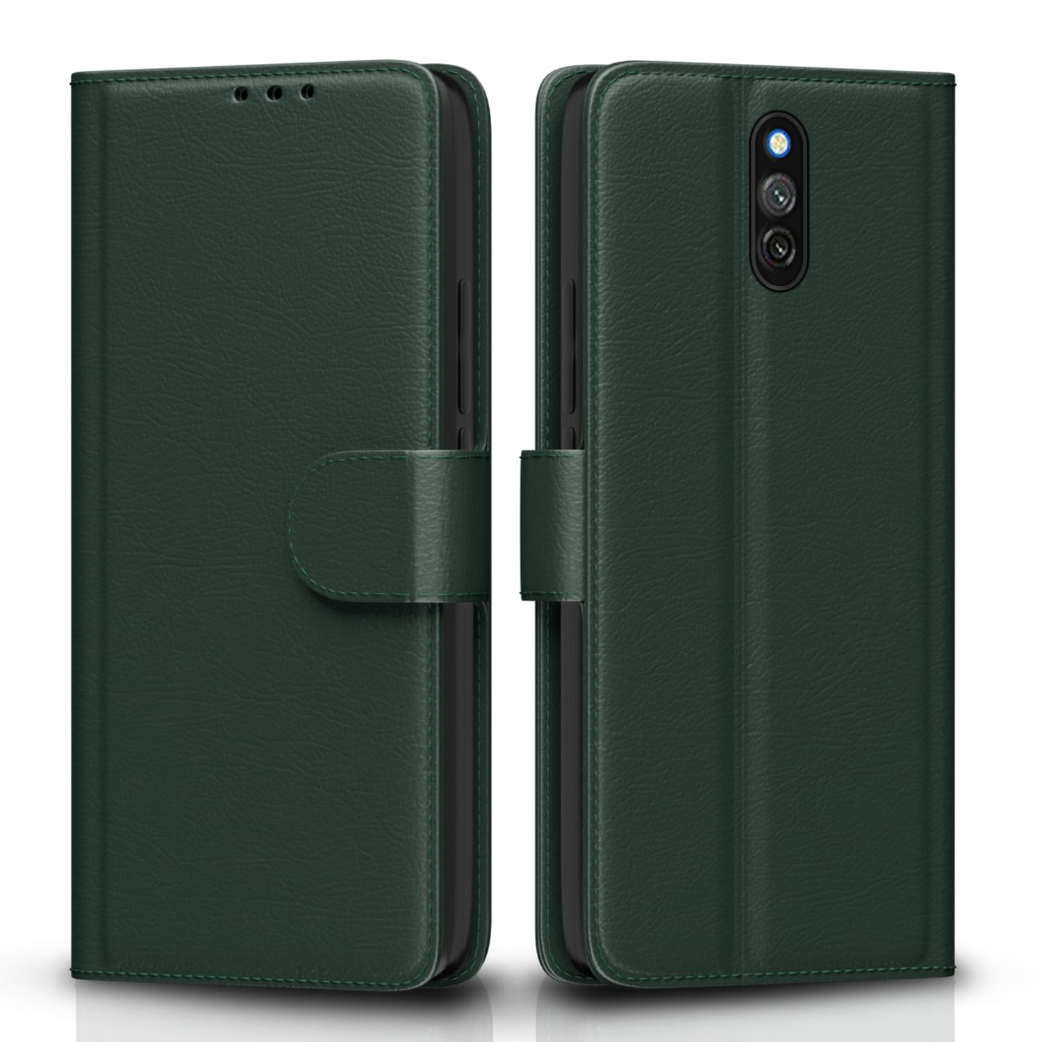 Pikkme Flip Cover for Redmi 8A Dual Leather Finish | Inside TPU with Card Pockets | Wallet Stand and Shock Proof | Complete Protection Flip Case(Green)