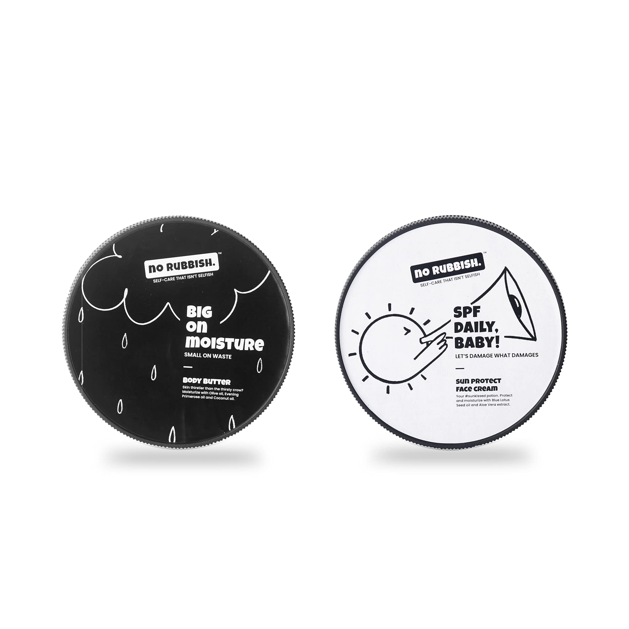 No RubbishMoisturizing Combo Pack Of Body Butter + Sun Protect Face Cream SPF 25 | All Skin Types | All Natural | Sustainable Packaging, (200g) (pack of 2)