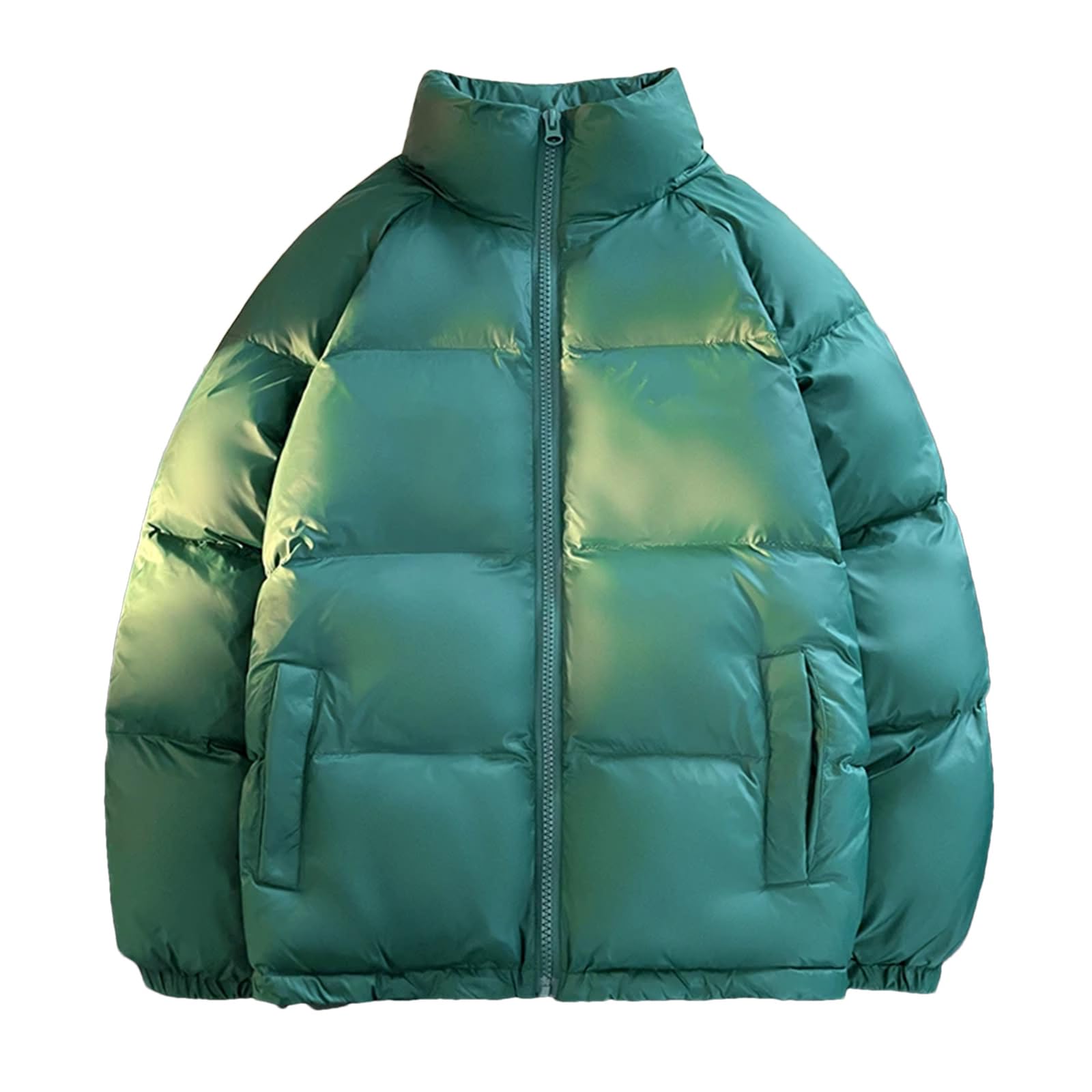 Dcvmvmn Mens Winter Stand Collar Long Sleeve Down Jackets Casual Thick Warm Short Puffer Coats