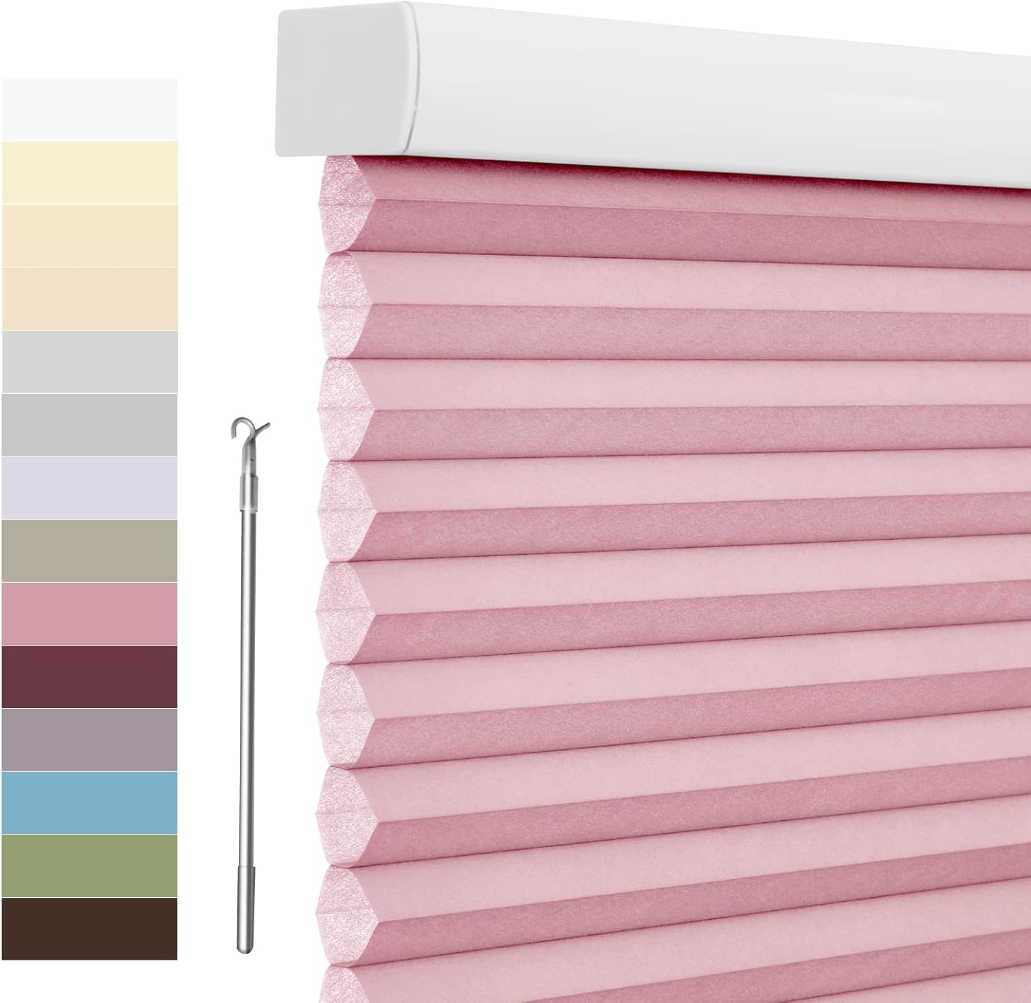 Custom Size 100% Blackout Cellular Shades Cordless Roller Shades Honeycomb Blinds Bottom up Waterproof Thermal Insulated Window Shades for Home, Windows and Kitchen White