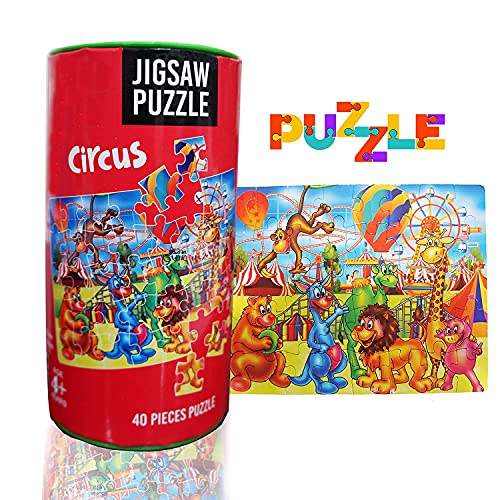 Image of MUREN Circus Theme Jigsaw Puzzle Game for Kids- Age of 5-12 Years Old- Educational and Fun Children Game-Child Learning & Creativity Game Fun Child Play (40 Pieces-Multicolor)