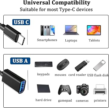 USB C to USB Adapter, Type C Male to USB Female OTG Adapter Cable | Compatible with iPhone 17/16/15 Pro Max, ipad Pro Max, MacBook Pro/Air, imac, Samsung Galaxy S25/S24/S23/S22/S21