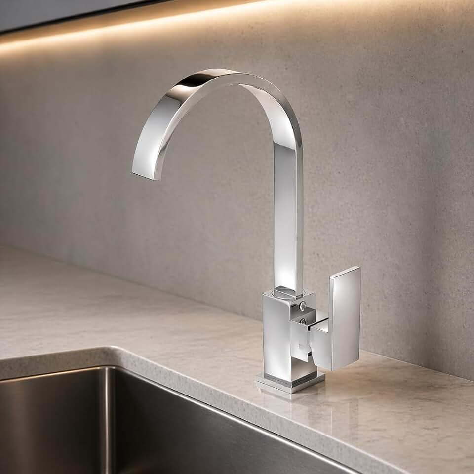 Torneira Para Banheiro Luxo Lavabo Lavatorio Cozinha Churrasqueira Slim Gourmet Monocomando Misturador de Temperatura Bica Alta 360º Preto + Kit Instalação Mangueiras