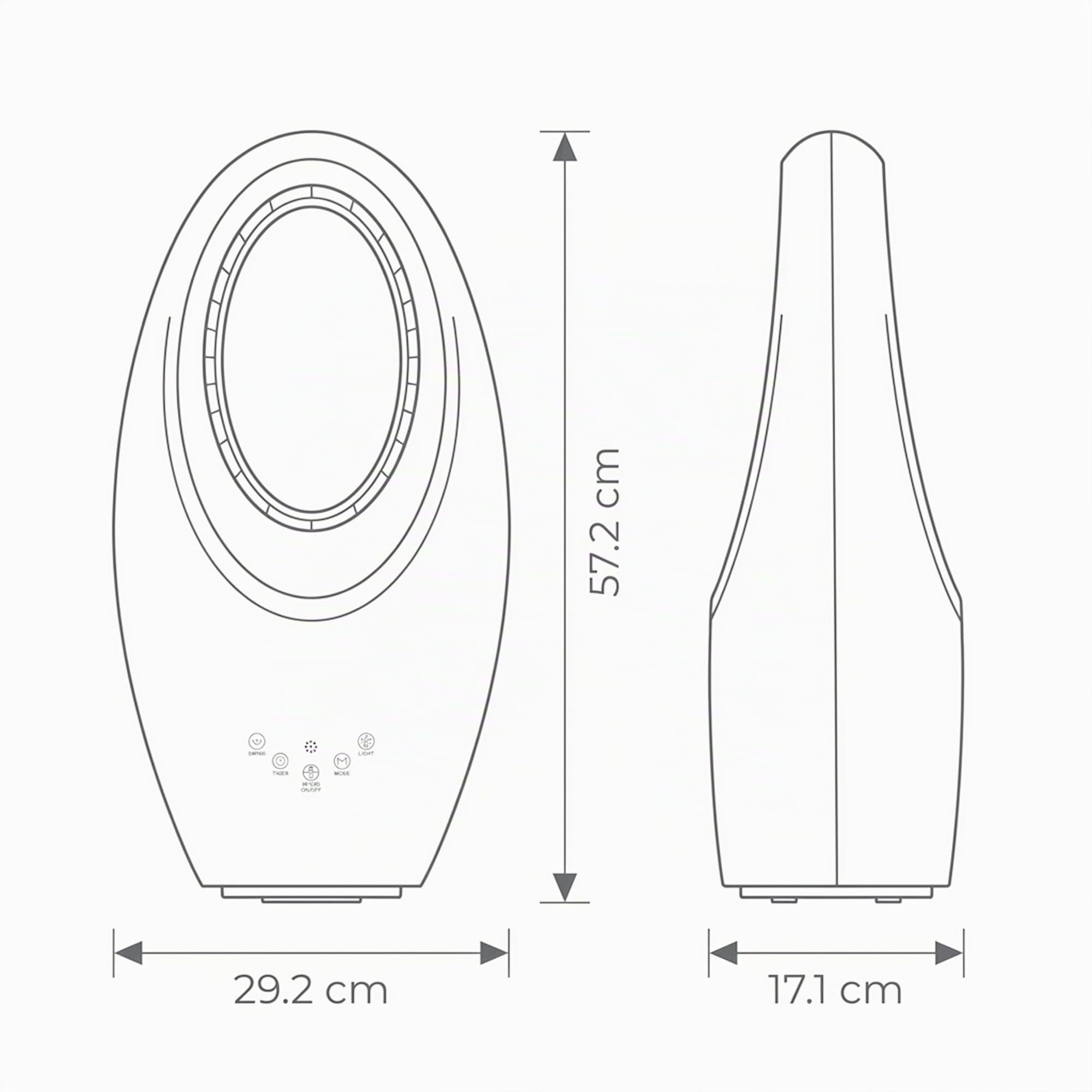 Jocca - Ventilateur Sans Pales avec Télécommande | Ventilateur Puissant et Silencieux | Lumière Nuit LED | 3 Vitesses | Commande Tactile | Minuterie | Blanc | 29,2x17,1x57,2cm
