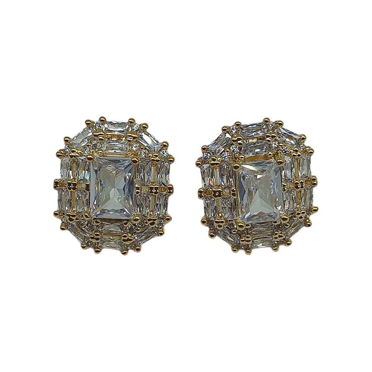 JWELLA Elegant Gold-Plated Rectangle Stud Earrings with Clear Stones For Women (B0DFWZ1796) Amazon Price History, Amazon Price Tracker