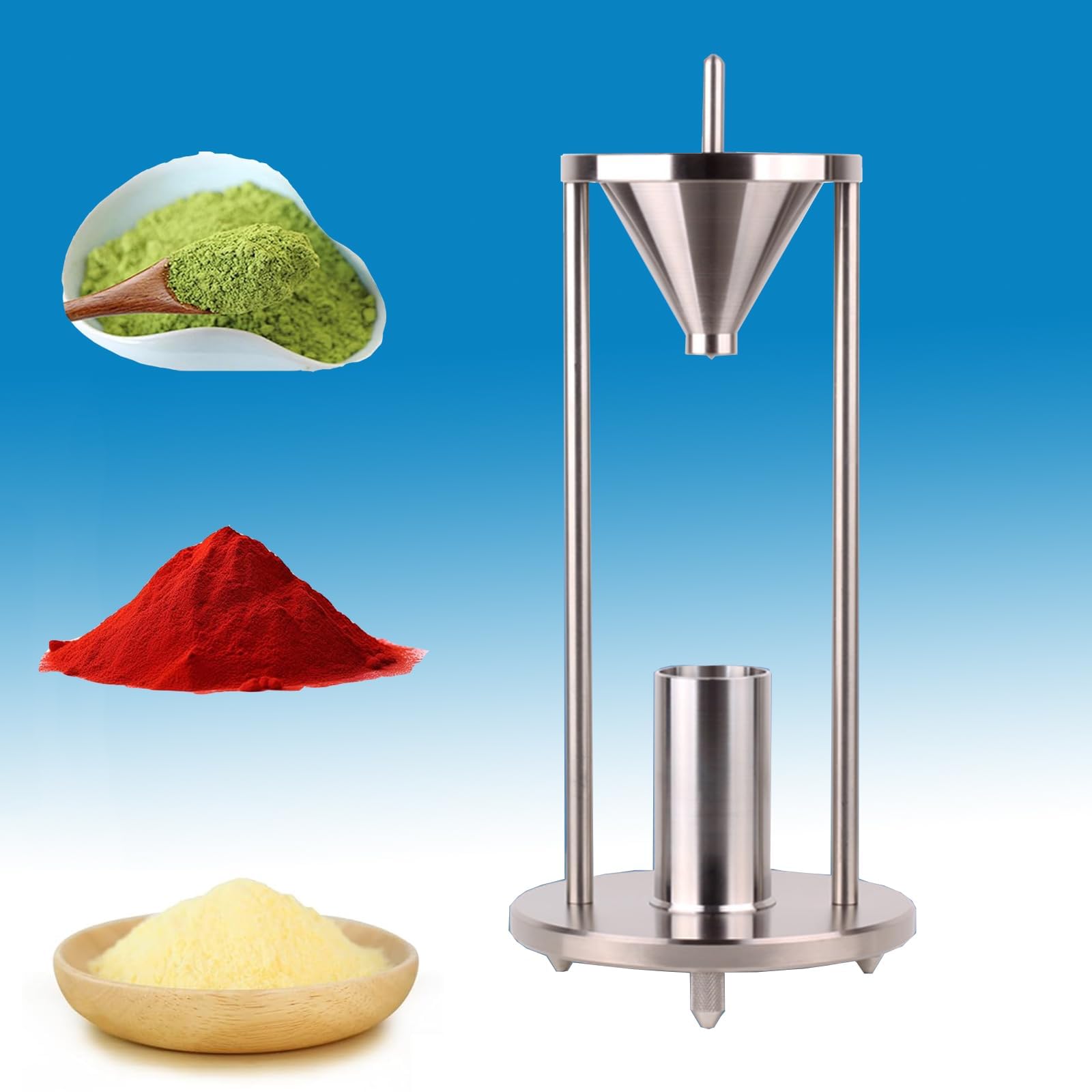Embudo de acero inoxidable para medir densidad aparente de materiales sueltos 7
