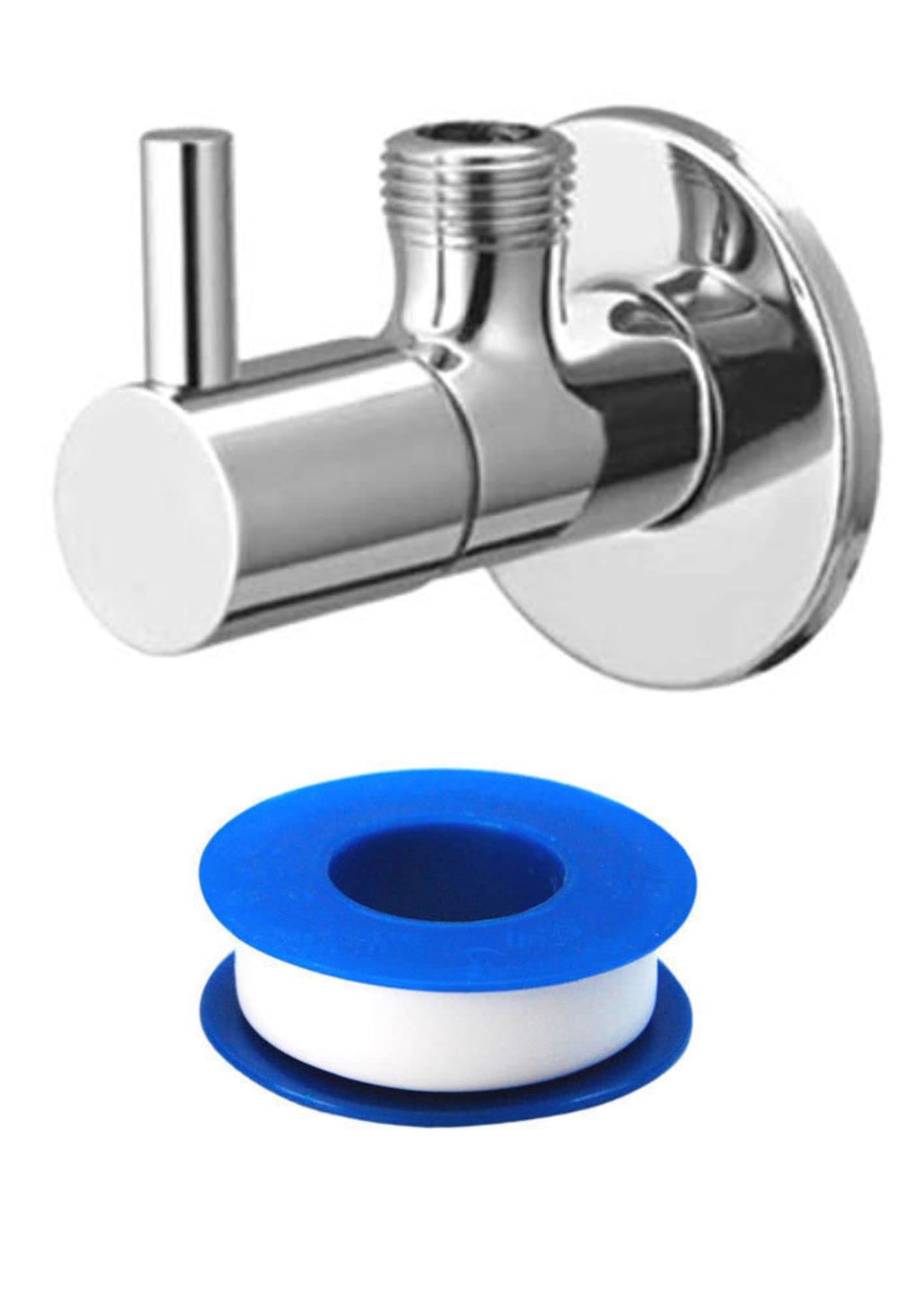Keshi Angle Valve (Turbo Handle) with Wall Flange Chrome Bathroom, Wash Basin Tap, Geyser Tap Pack 1 & 1 Teflon Tape Faucet Set (B0BFLK6818) Amazon Price History, Amazon Price Tracker