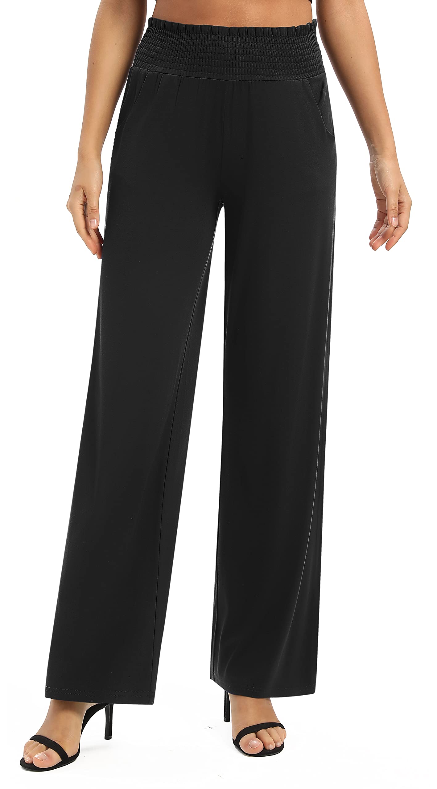 Pantalones Palazzo Pierna Ancha Elástico Cintura Yoga Mujer