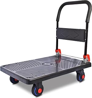 Platform Truck Push Dolly Folding Hand Truck Portable Foldable Platform Cart with Mute Wheels for Household Library Large Trolley 660lbs Weight Capacity Cart Dolly