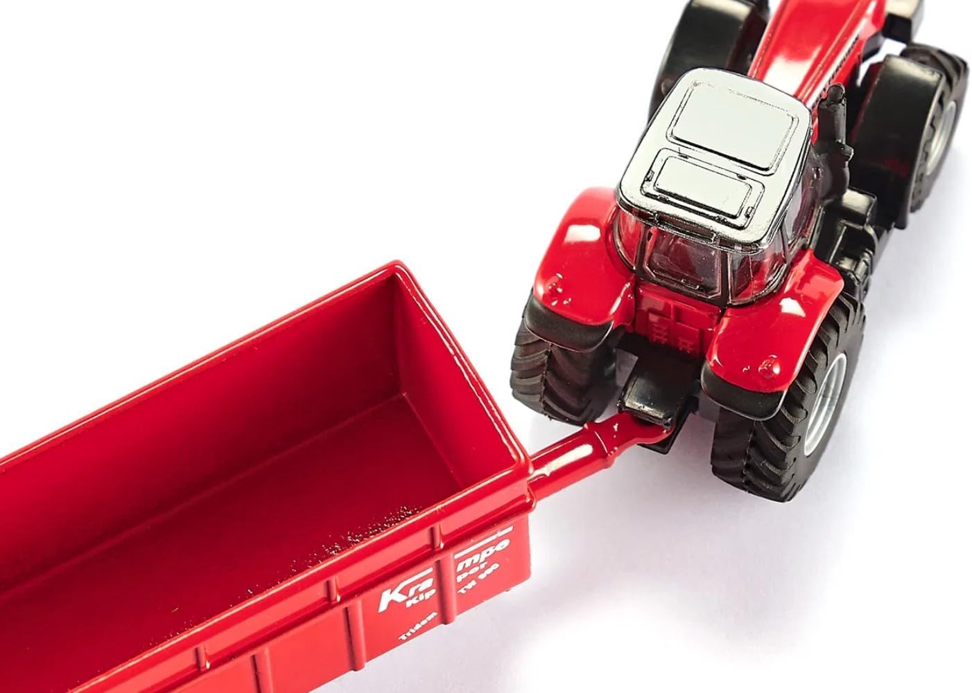 Siku 1844, Massey Ferguson Tractor with Trailer, 1:87, Metal/Plastic, Red, Tiltable Trailer