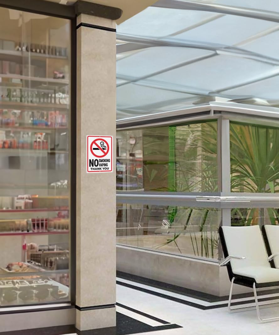 OLANZU No Smoking No Vaping Schild – Aluminium, 25,4 X 17,8 Cm, Für Innen & Außen