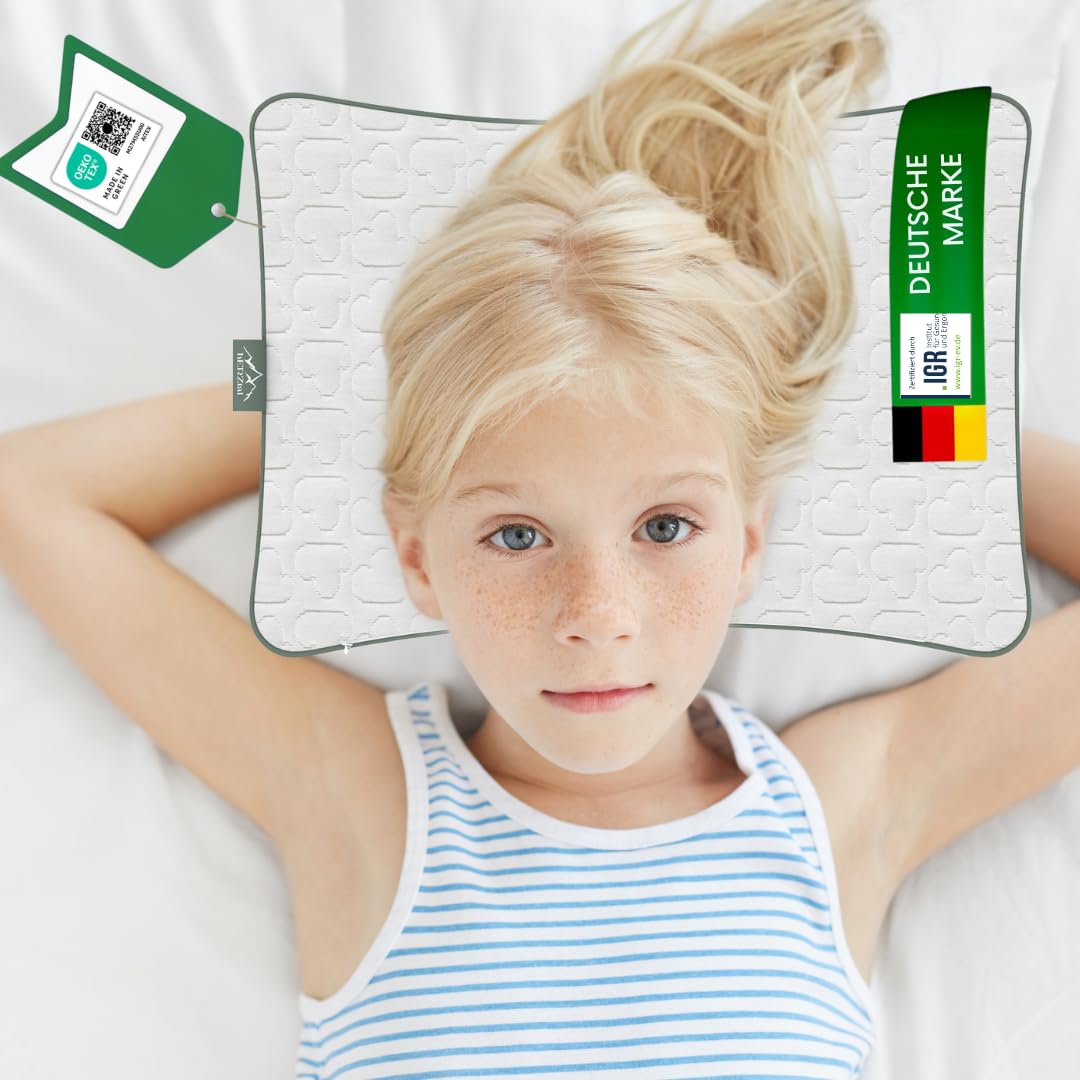 Babykissen/Kinderkissen, Sehr Gut bewertet, Kinderkopfkissen 45x30x8cm, Ökotex Zertifiziert, Nachhaltig, Unabhängig Zertifiziert (6-10 Jahre)