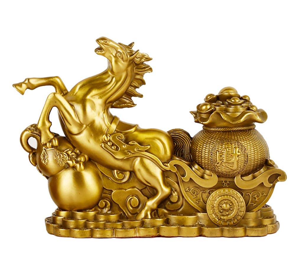 NHDVDVAV 13 * 4 * 10cm, Chinese Feng Shui Brass Horse Statue,Home Animal Ornaments Decor,Horse Art Figurine Decorative Sculpture for Office Decoration Lucky Gift