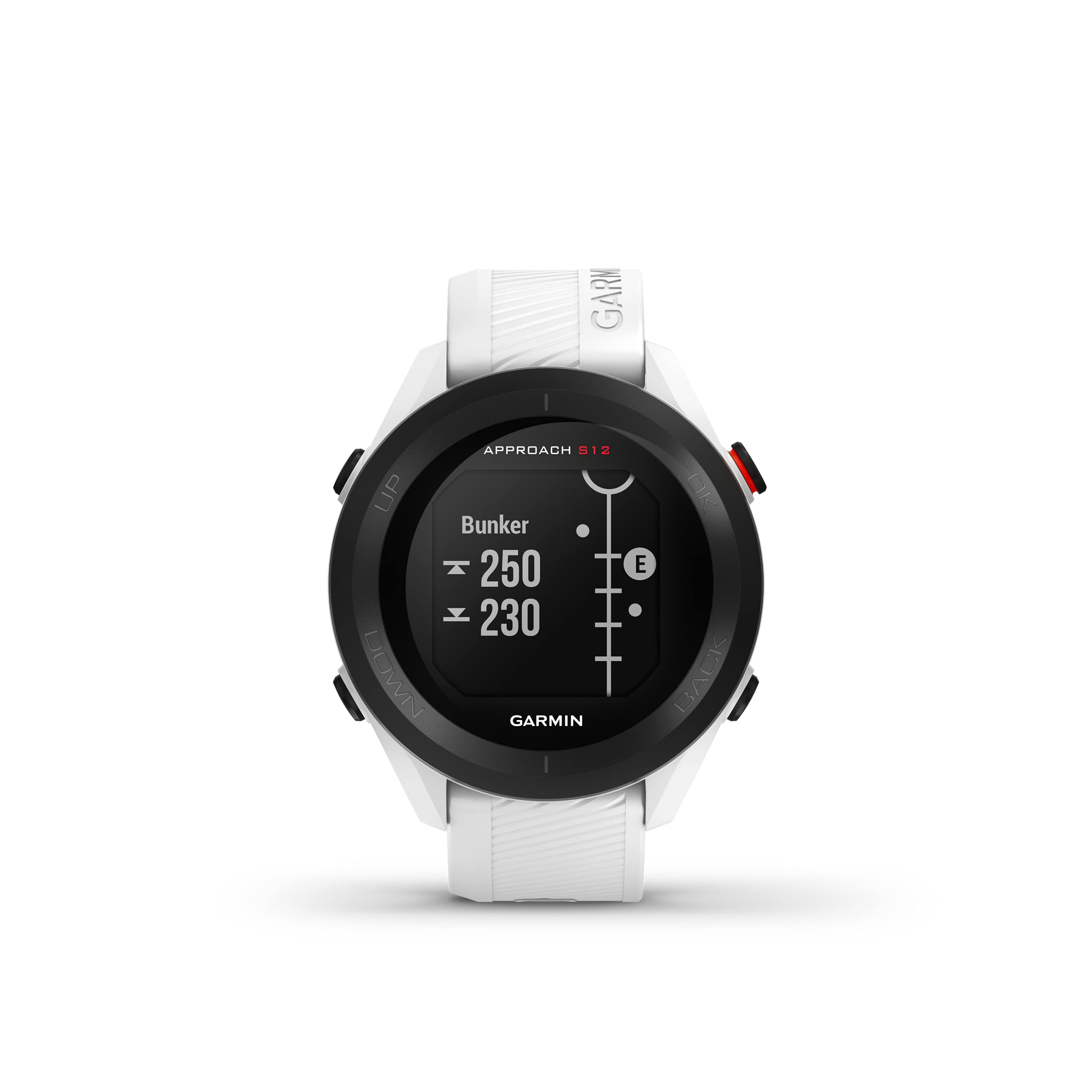 Garmin Approach S12, Reloj para Golf, Campos mundiales preinstalados, Bluetooth y Resistente al Agua, Blanco (Reacondicionado)