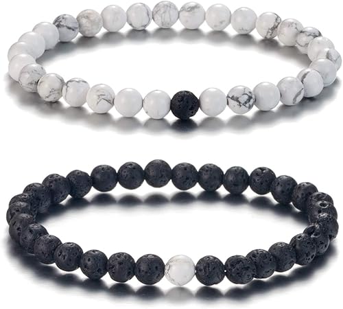 Miniatura 7 de Softones Pulsera de cuentas difusoras de aceite esencial de roca de lava de 0.236 in para mujeres y hombres, regalos de amistad para parejas,