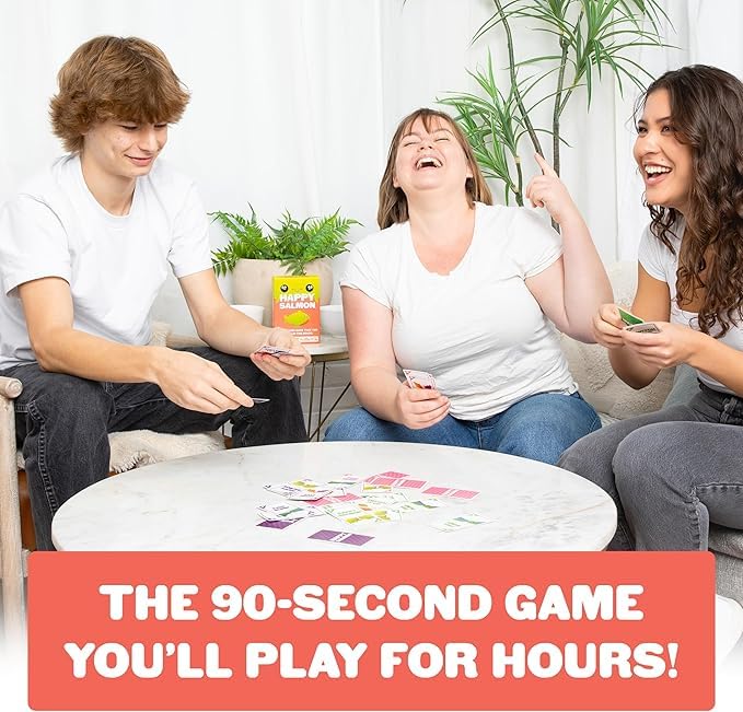 Image of Happy Salmon Board Game | Quick Matching Card Game for 3-8 Players, Ages 6+ | Fast-Paced 90 Second Rounds | Perfect for Family Game Nights and Parties