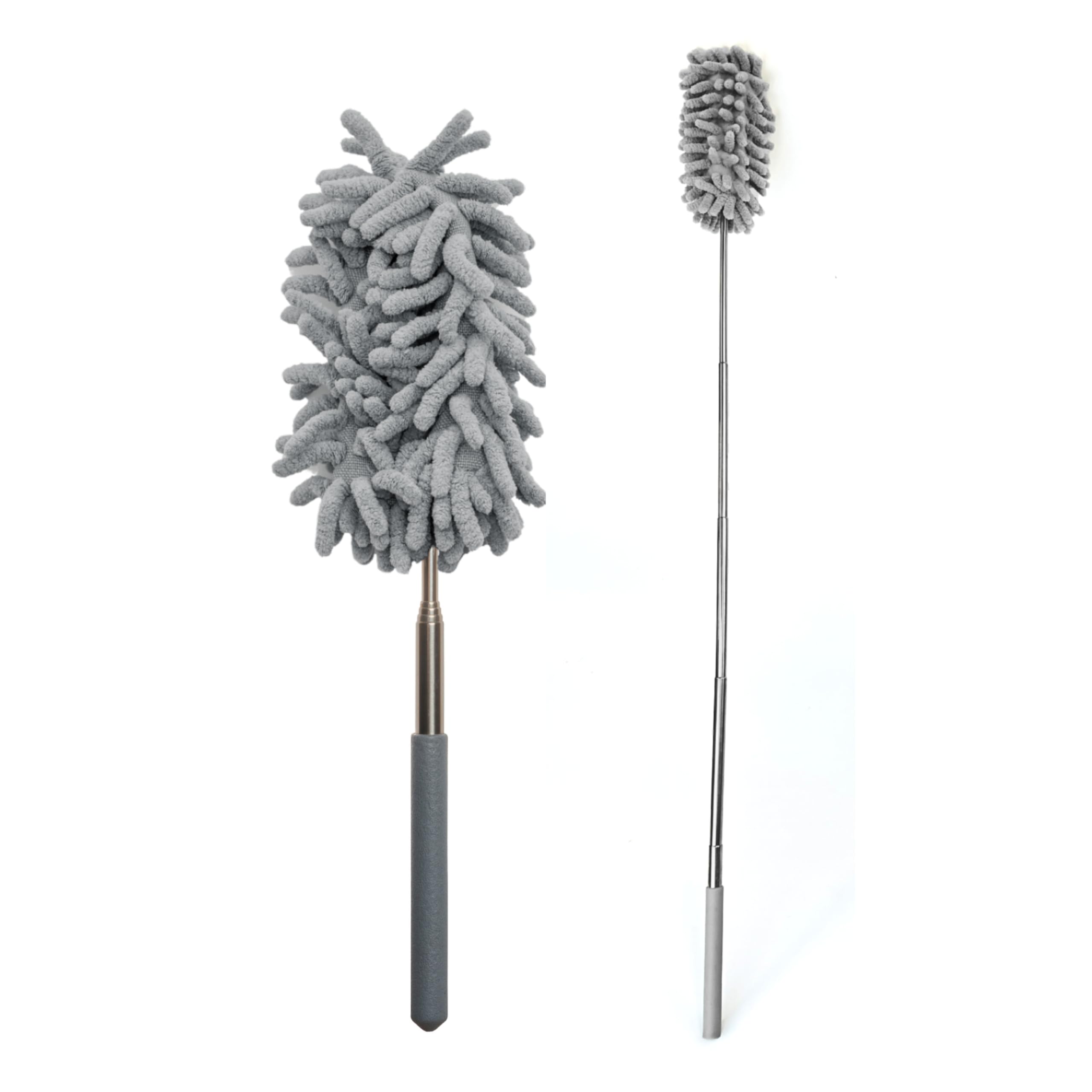 Lizzy Extendable Microfibre Duster Telescopic Dusting Brush Extends to 74cm Washable Bendable Cleaning Duster for Ceiling Fans Blinds Cobwebs Furniture Cars and Home Cleaning