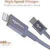Cable Amazon Basics USB-C a Lightning certificado MFi, carga rápida con Power Delivery para Apple iPhone serie 14, 13 12 11 X Xs Pro, Pro Max, Plus, iPad, 6 pies, gris oscuro 5