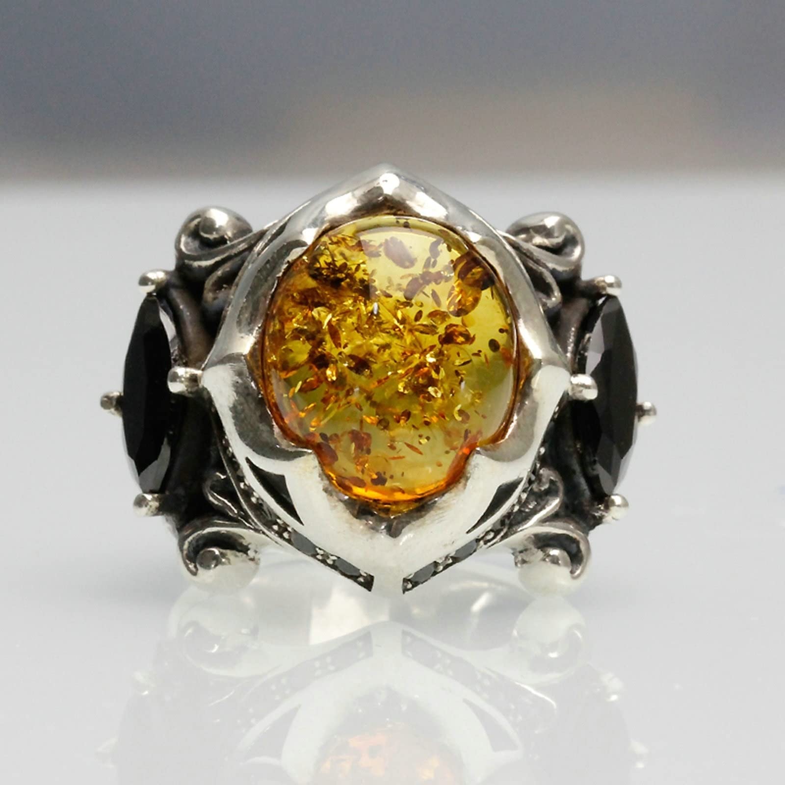 Gualiy Anillo de plata de ley 925, anillo para hombre, plata de ley 925 con circonitas cúbicas, anillo de talla N 1/2 - X 1/2, Cubic Zirconia,