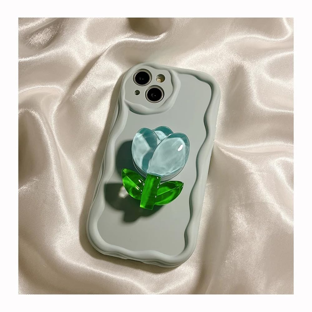 Coque iPhone 15 Pro Max CandyCrystal verte抗指纹磨损花卉支架外壳