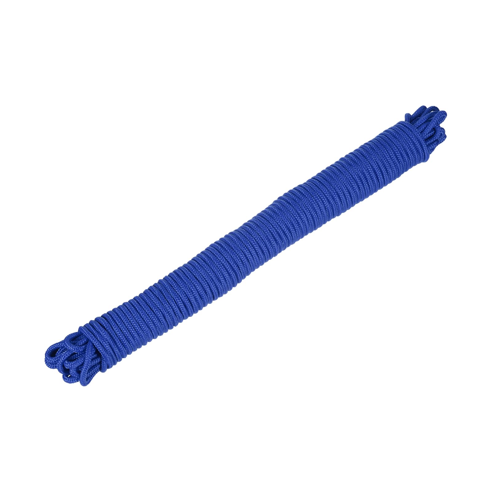 Rebower 1 Pcs Blue Nylon Rope 1/4"x98ft Solid Braided Cord Polypropylene Rope Utility Cord,[for Camping Tie Down, Securing