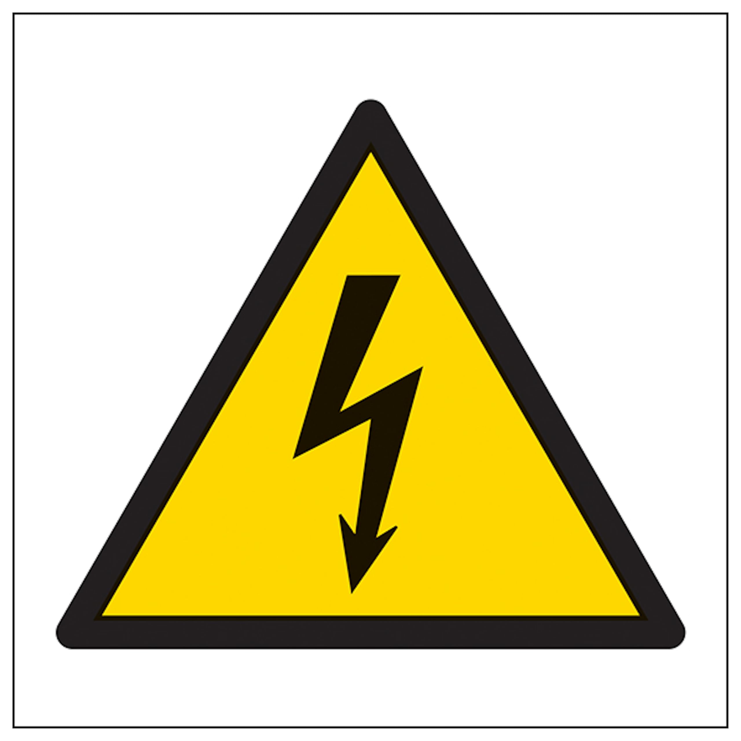 V Safety Warning Electric Symbol 100 x 100 mm - 3mm Aluminium Composite Safety Sign