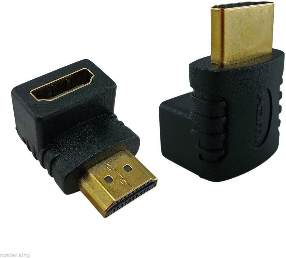 Adaptador Plug HDMI Macho para HDMI Fêmea em L 90 Graus